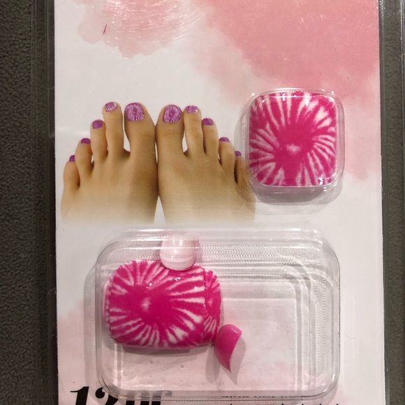 3 sets of tropical summer vacation print press on toe nail extensions new - Picture 4 of 5